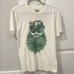Unisex Miller Lite White and Green Graphic T-Shirt
